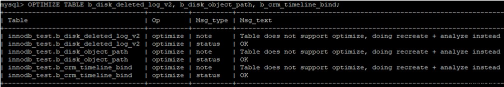 MariaDB/MySQL 데이터베이스 압축, 조각 모음 및 최적화 