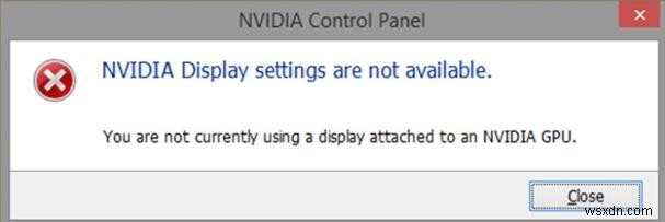 현재 NVIDIA GPU에 연결된 디스플레이를 사용하고 있지 않습니다. [고정] 