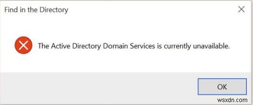 수정됨:현재 Windows 10에서 Action Directory Domain Services를 사용할 수 없음 