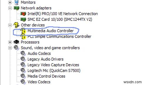 Windows 10에서 멀티미디어 오디오 컨트롤러 드라이버가 없습니다. 