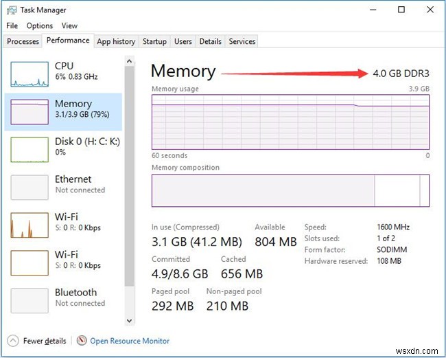 Windows 10의 RAM 용량을 확인하는 방법 