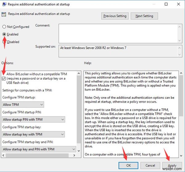 TPM(신뢰할 수 있는 플랫폼 모듈) 없이 BitLocker 사용 