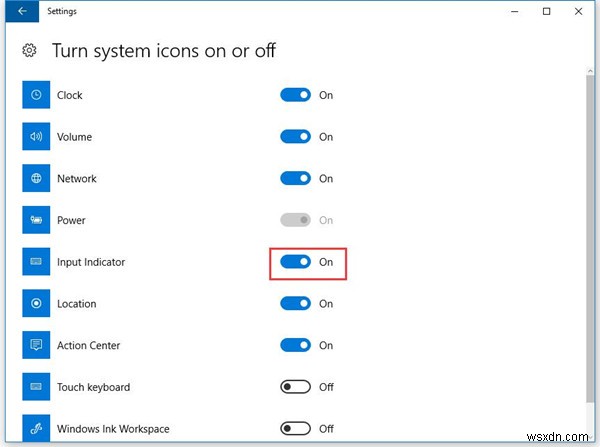 Windows 10에서 입력 도구 모음 및 입력 표시기 켜기 또는 끄기 