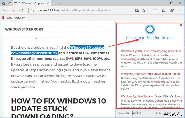Microsoft Edge에서 Cortana를 사용하는 방법 