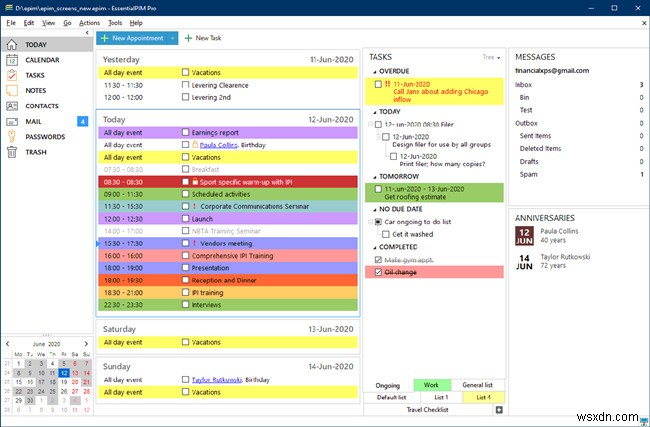 Windows용 개인 정보 관리자 - 일상 활동 구성에 도움이 되는 방법 