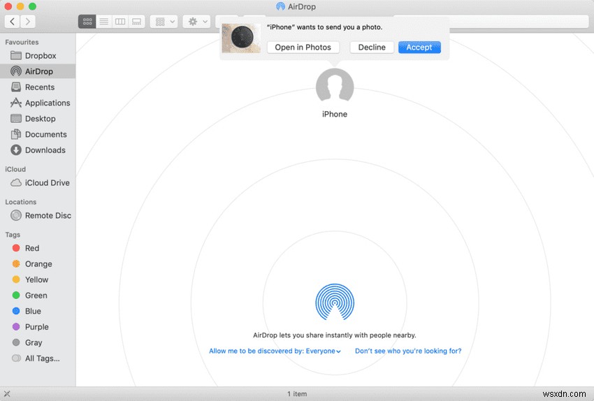 Airdrop을 사용하여 Mac 장치에서 파일을 보내는 방법 