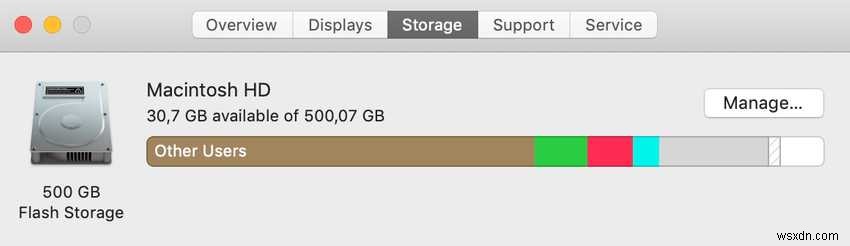 Mac의 성능과 수명을 향상시키기 위해 적은 양의 내부 하드 드라이브 저장 공간 사용 