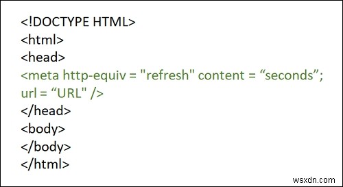 메타 태그를 사용하여 HTML 페이지를 리디렉션하는 방법은 무엇입니까? 