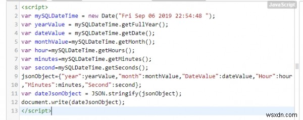 JavaScript에서 MySQL DATETIME 값을 JSON 형식으로 변환하는 방법은 무엇입니까? 