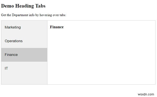 CSS 및 JavaScript로 마우스를 가져갈 때 탭을 변경하는 방법은 무엇입니까? 