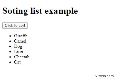 JavaScript를 사용하여 HTML 목록을 정렬하는 방법은 무엇입니까? 