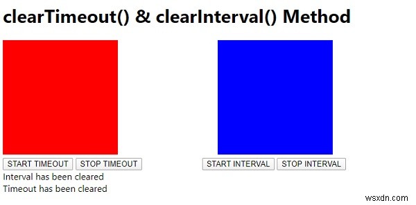JavaScript clearTimeout() 및 clearInterval() 메서드 