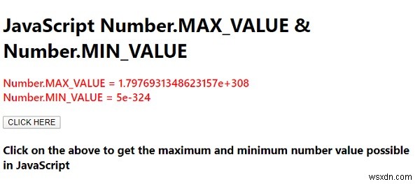 JavaScript Number.MAX_VALUE 및 Number.MIN_VALUE(예제 포함) 