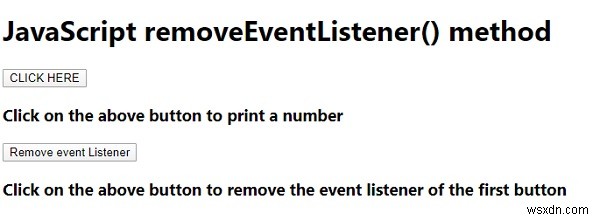 예제가 있는 JavaScript removeEventListener() 메서드 