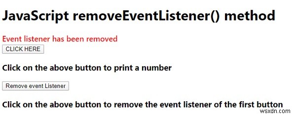 예제가 있는 JavaScript removeEventListener() 메서드 