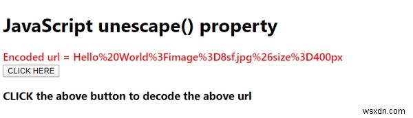 예제가 있는 JavaScript unescape() 