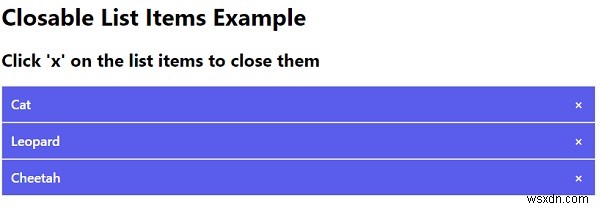 JavaScript로 목록 항목을 닫는 방법은 무엇입니까? 