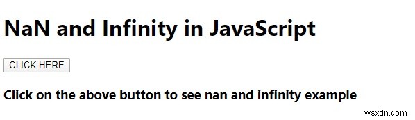 JavaScript의 NaN 및 Infinity 예제 