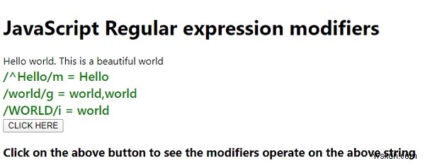 예제와 함께 JavaScript 정규식 수정자 설명 