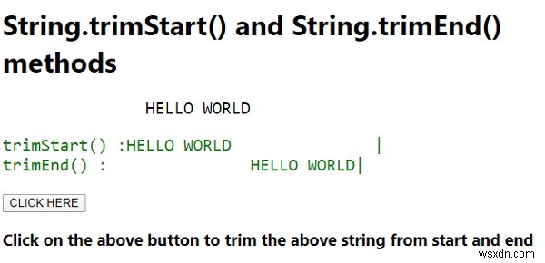 JavaScript의 String.trimStart() 및 String.trimEnd() 메서드 설명 