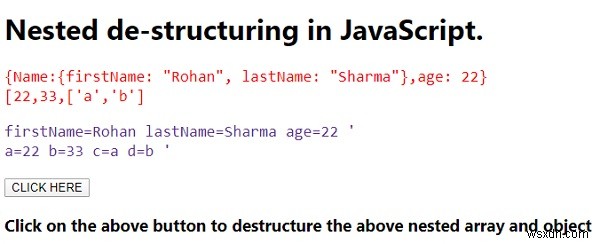 JavaScript의 중첩된 구조 해제. 