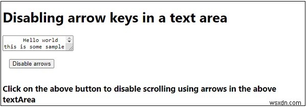 JavaScript를 사용하여 텍스트 영역에서 화살표 키를 비활성화합니다. 