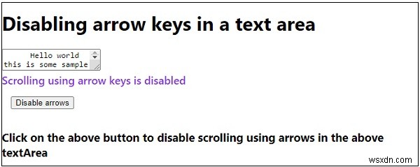 JavaScript를 사용하여 텍스트 영역에서 화살표 키를 비활성화합니다. 