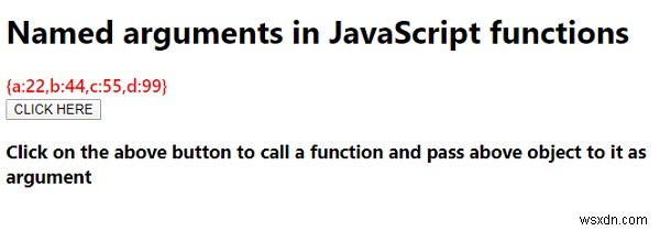 JavaScript 함수에서 명명된 인수를 사용하는 방법은 무엇입니까? 