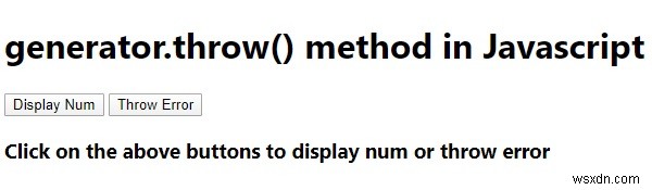 JavaScript의 generator.throw() 메서드. 