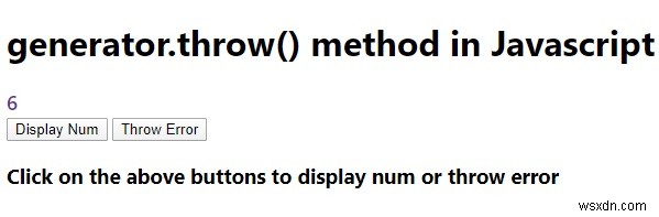 JavaScript의 generator.throw() 메서드. 