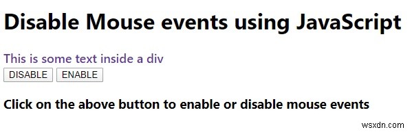 JavaScript를 사용하여 특정 요소에서 마우스 이벤트를 비활성화하는 방법은 무엇입니까? 