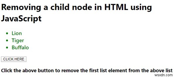 JavaScript를 사용하여 HTML에서 자식 노드를 제거하려면 어떻게 해야 합니까? 