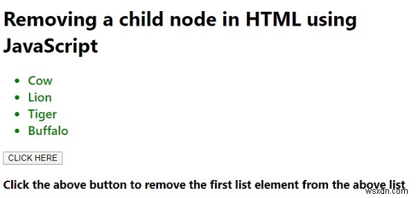 JavaScript를 사용하여 HTML에서 자식 노드를 제거하려면 어떻게 해야 합니까? 