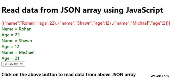 JavaScript를 사용하여 JSON 배열에서 데이터를 읽는 방법은 무엇입니까? 