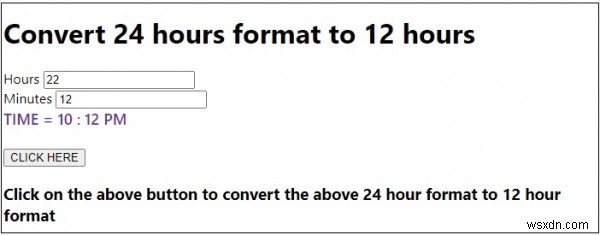 24시간 형식을 12시간 형식으로 변환하는 JavaScript 프로그램 