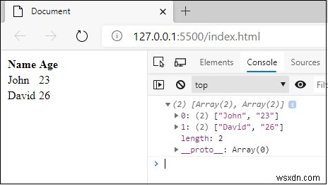 JavaScript에서 HTML 테이블을 배열로 변환하시겠습니까? 