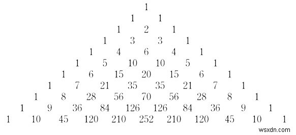 JavaScript에서 Pascal 삼각형의 n번째 행 요소 찾기 
