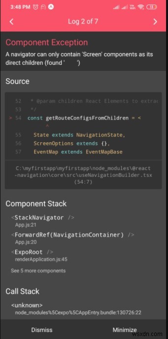 ReactNative에서 Navigation으로 작업하는 동안 오류를 처리하는 방법은 무엇입니까? 