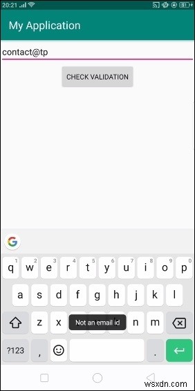 Android에서 편집 텍스트의 텍스트가 이메일 주소인지 확인하는 방법은 무엇입니까? 