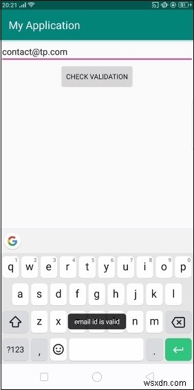 Android에서 편집 텍스트의 텍스트가 이메일 주소인지 확인하는 방법은 무엇입니까? 