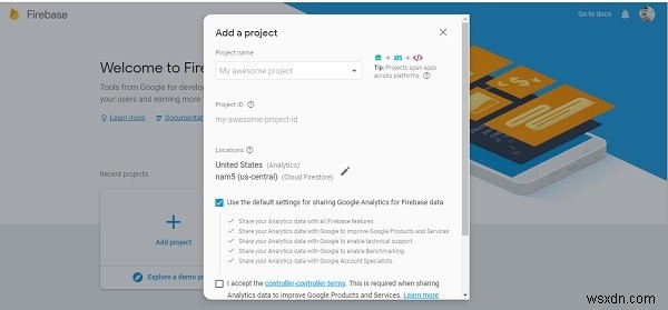 Android 애플리케이션용 Firebase 계정을 만드는 방법은 무엇입니까? 