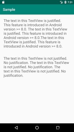 Android의 TextView에서 텍스트를 정당화하는 방법은 무엇입니까? 