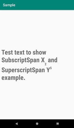 Android에서 Subscript 및 SuperScript는 문자열입니까? 