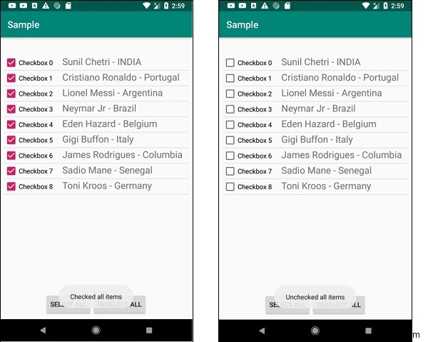 Android의 listView에서 모든 체크 항목을 얻는 방법은 무엇입니까? 