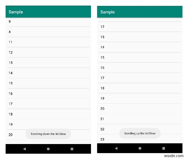 Android listView에서 위로 스크롤 및 아래로 스크롤하는 방법을 감지하는 방법은 무엇입니까? 
