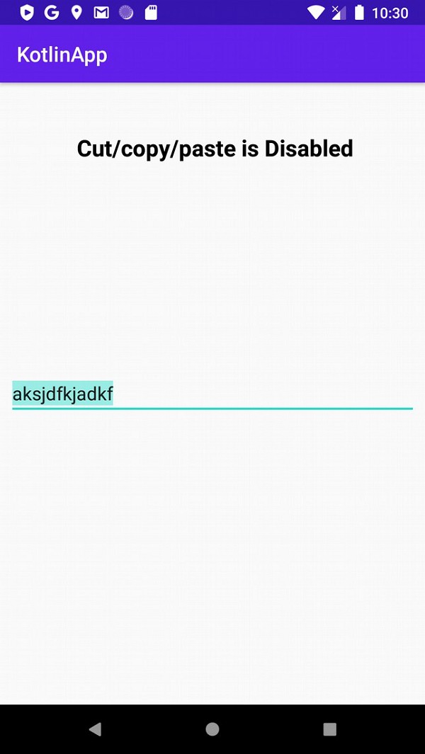 Kotlin을 사용하여 Android 앱의 EditText에서 복사/붙여넣기를 비활성화하는 방법은 무엇입니까? 