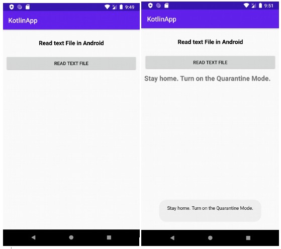 Kotlin을 사용하여 Android 앱에서 간단한 텍스트 파일을 읽는 방법은 무엇입니까? 