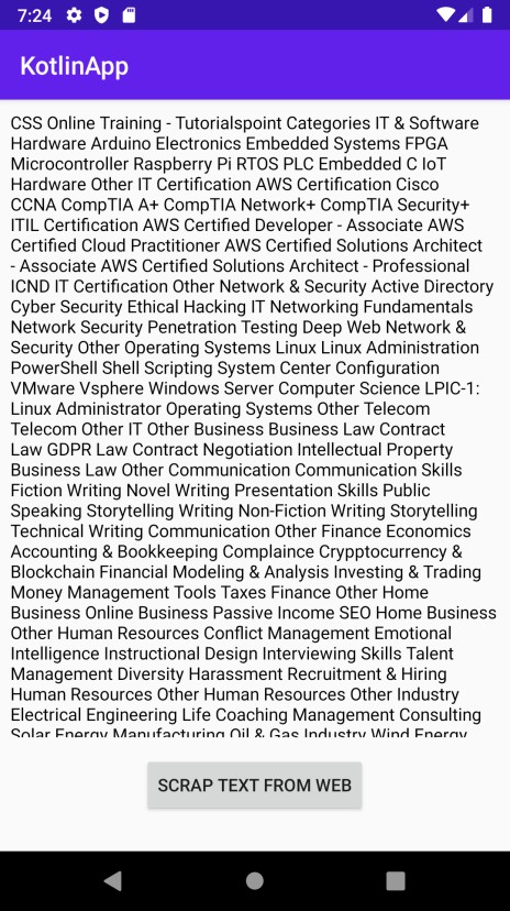 Kotlin을 사용하는 Android 애플리케이션의 웹 스크래핑? 