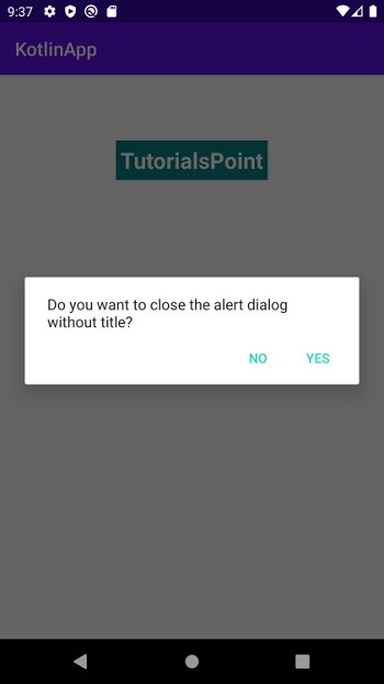 Kotlin을 사용하여 Android에서 제목 없이 대화 상자를 만드는 방법은 무엇입니까? 