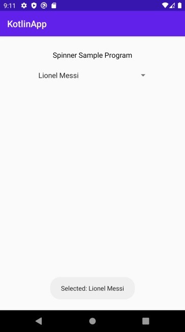Kotlin을 사용하여 초기 기본 텍스트로 Android Spinner를 만드는 방법은 무엇입니까? 